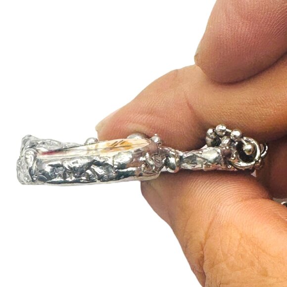 Broken China Pendant Alabama State Commemorative Plate Artisan Metalwork Bezel - Picture 7 of 12